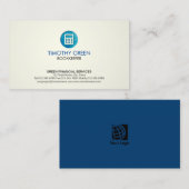 簿記担当者Financial Services計算機の青のアイコン 名刺 (正面/裏面)
