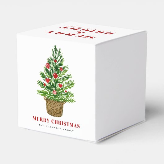 籐のバスケットにクリスマスツリーのメリークリスマス フェイバーボックス (裏面サイド)