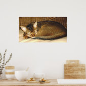 籐椅子で眠っている猫 ポスター (キッチン)