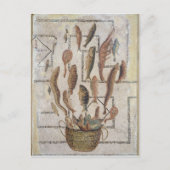 籠から逃げる魚の姿を描いた舗装 ポストカード (正面)