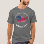 米カスタマイズ国旗の地図ブルー Tシャツ (正面)