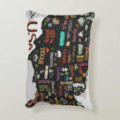 米図解入りの、写真付きの国の地図。州と アクセントクッション (裏面(縦))