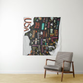 米図解入りの、写真付きの国の地図。州と タペストリー (インサイチュ(横))