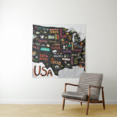 米図解入りの、写真付きの国の地図。州と タペストリー (インサイチュ)