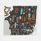 米図解入りの、写真付きの国の地図。州と フリースブランケット (正面(横))