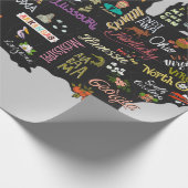 米図解入りの、写真付きの国の地図。州と ラッピングペーパー (角)