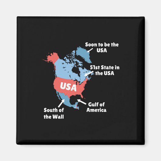 米国おもしろいのトランプの地図 – カナダ、グリーンランド、メキシコ マグネット (正面)