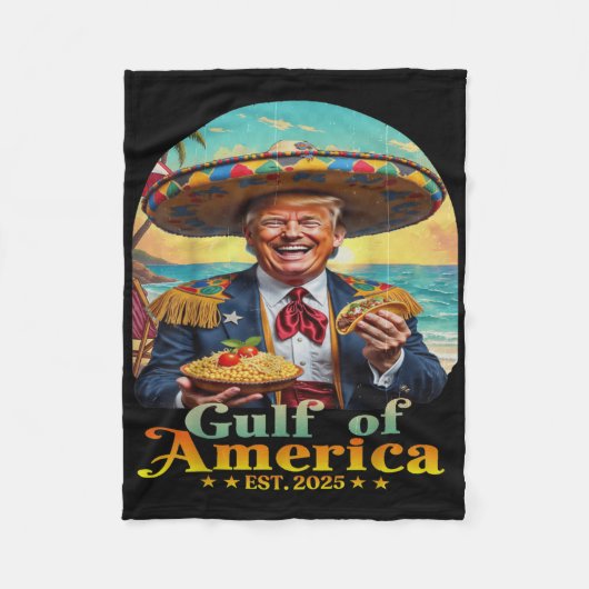 米国おもしろいのトランプ湾レトロEst 2025湾 フリースブランケット (正面)