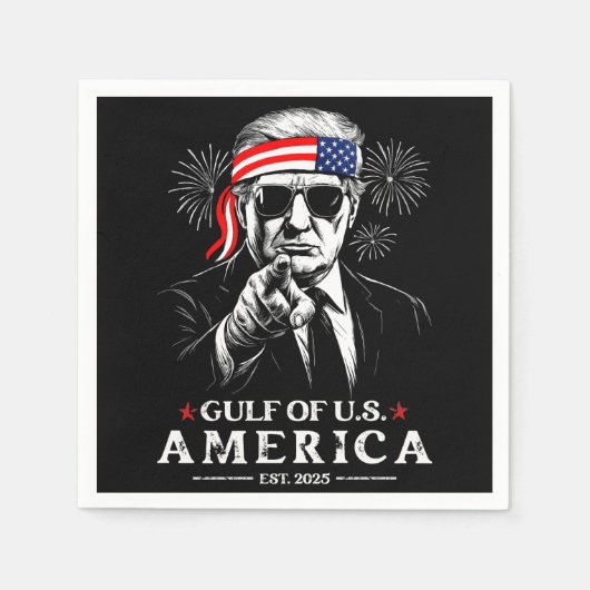 米国おもしろいトランプ湾2025年7月4日 スタンダードカクテルナプキン (正面)