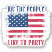 米国おもしろい人民動揺して国旗7月4日 シール (正面)