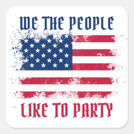 米国おもしろい人民動揺して国旗7月4日 スクエアシール