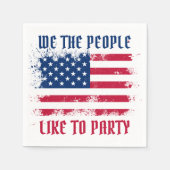 米国おもしろい人民動揺して国旗7月4日 スタンダードカクテルナプキン (正面)