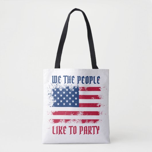 米国おもしろい人民動揺して国旗7月4日 トートバッグ (正面)