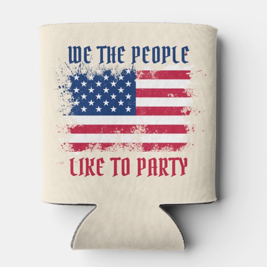 米国おもしろい人民動揺して国旗7月4日 缶クーラー (裏面)