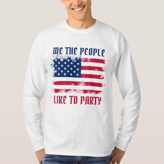 米国おもしろい人民動揺して国旗7月4日 Tシャツ (正面)