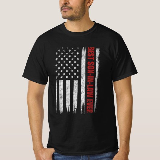 米国おもしろい最高の州旗を持つ義理の息子 Tシャツ (正面)