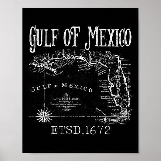 米国おもしろい湾メキシコ湾国旗の地図 ポスター (正面)