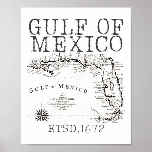 米国おもしろい湾メキシコ湾国旗の地図 ポスター (正面)