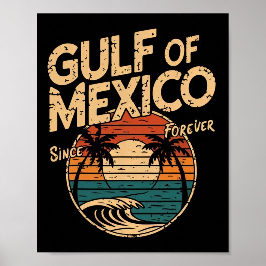 米国おもしろい湾メキシコ湾国旗の地図 ポスター (正面)