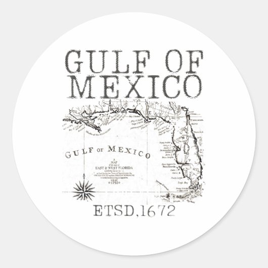 米国おもしろい湾メキシコ湾国旗の地図 ラウンドシール (正面)
