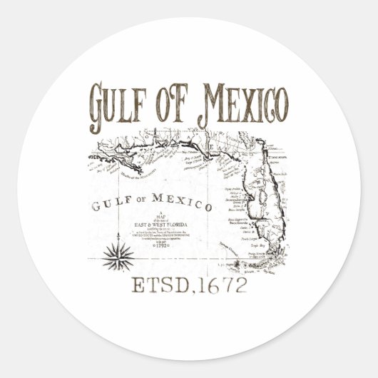 米国おもしろい湾メキシコ湾国旗の地図 ラウンドシール (正面)