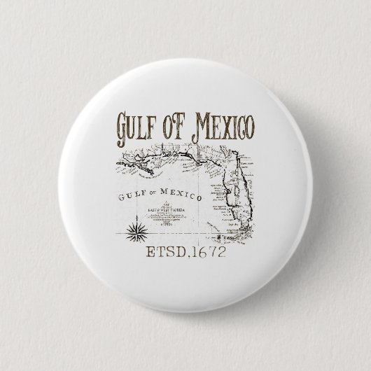 米国おもしろい湾メキシコ湾国旗の地図 缶バッジ (正面)