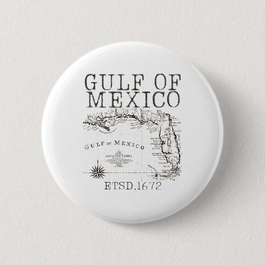 米国おもしろい湾メキシコ湾国旗の地図 缶バッジ (正面)