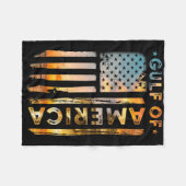 米国おもしろい湾ヴィンテージ米国国旗 フリースブランケット (正面(横))