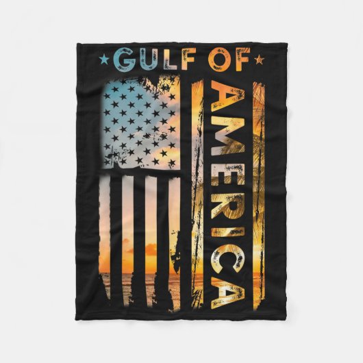 米国おもしろい湾ヴィンテージ米国国旗 フリースブランケット (正面)