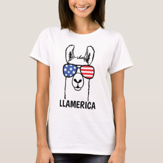 米国おもしろい7月4日Llamerica, Lllamaシャツ Tシャツ