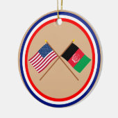 米国およびアフガニスタンによって交差させる旗 セラミックオーナメント (左)