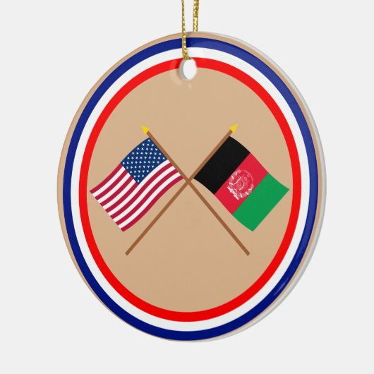 米国およびアフガニスタンによって交差させる旗 セラミックオーナメント (左)