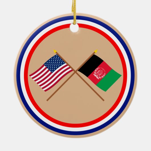米国およびアフガニスタンによって交差させる旗 セラミックオーナメント (裏面)