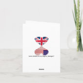 米国およびイギリスのハートの旗の芸術の接吻 カード (裏面)