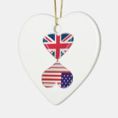 米国およびイギリスのハートの旗の芸術の接吻 セラミックオーナメント (左)
