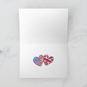 米国およびイギリスの旗のハート シーズンカード (内部)