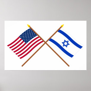 米国およびイスラエル共和国によって交差させる旗 ポスター
