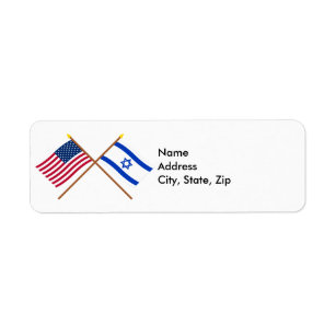 米国およびイスラエル共和国によって交差させる旗 ラベル