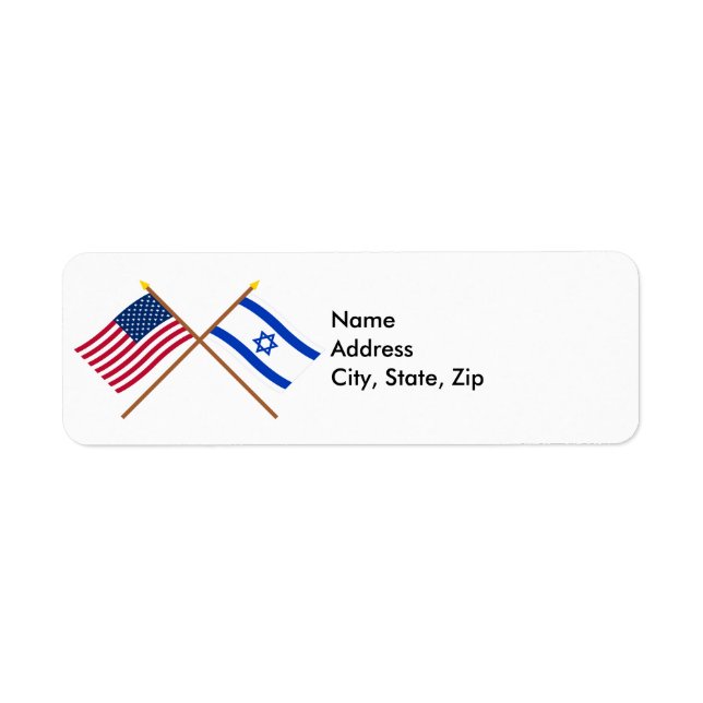 米国およびイスラエル共和国によって交差させる旗 ラベル (正面)