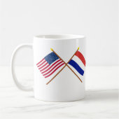 米国およびオランダによって交差させる旗 コーヒーマグカップ (左)