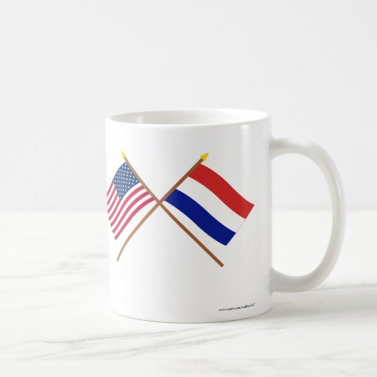 米国およびオランダによって交差させる旗 コーヒーマグカップ (右)