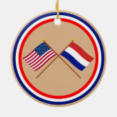 米国およびオランダによって交差させる旗 セラミックオーナメント (裏面)