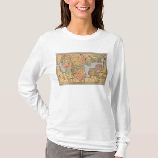 米国およびカナダの地図 Tシャツ (正面)