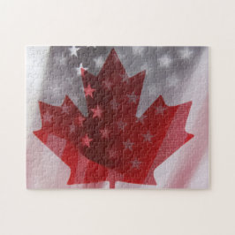 米国およびカナダの旗のジグソーパズル ジグソーパズル
