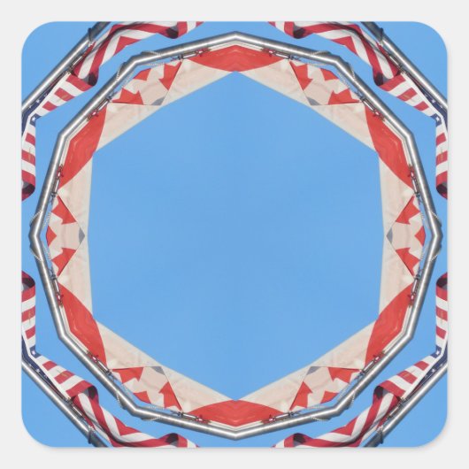 米国およびカナダ国旗の額縁付きシール スクエアシール (正面)