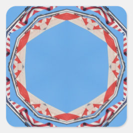 米国およびカナダ国旗の額縁付きシール スクエアシール