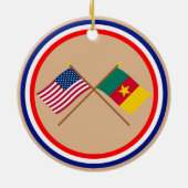 米国およびカメルーンによって交差させる旗 セラミックオーナメント (裏面)