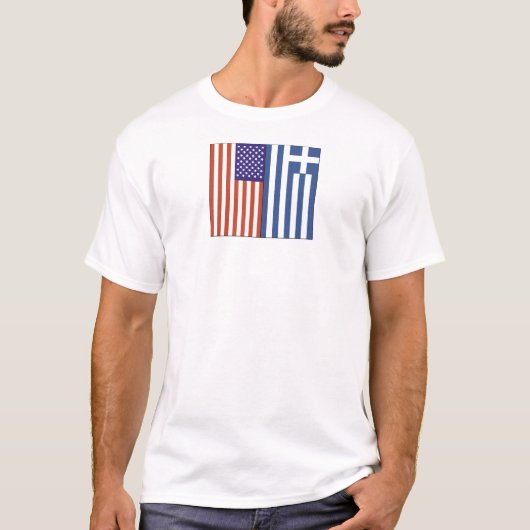 米国およびギリシャの旗 Tシャツ (正面)