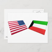 米国およびクウェートのフラグ ポストカード (正面/裏面)