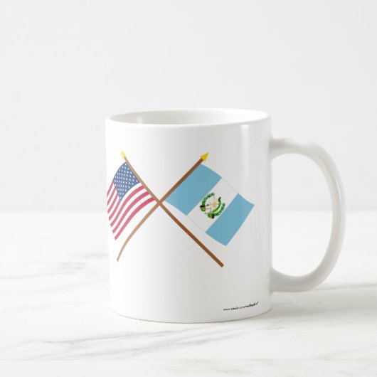 米国およびグアテマラによって交差させる旗 コーヒーマグカップ (右)